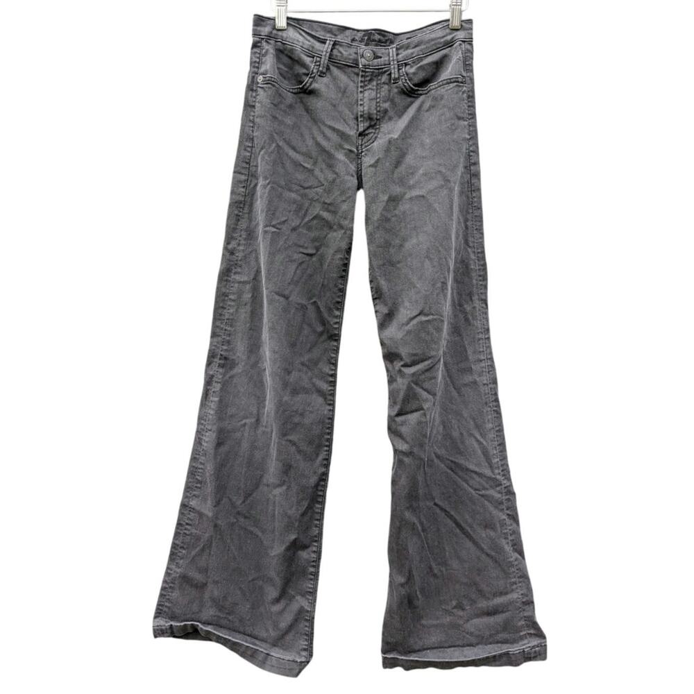 7 For All Mankind Trousers Faded Black Distressed Bell Bottom Jeans Western 27